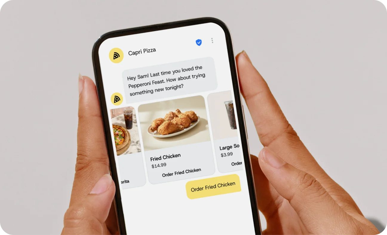 WhatsApp commerce on a mobile handset